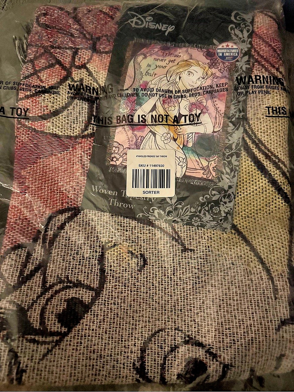 Disney Tangled Rapunzel Woven Tapestry Throw 48 x 60 NWT